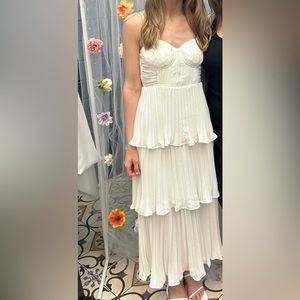 Lulus white bustier midi dress size XS